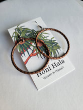 Load image into Gallery viewer, Dark Brown Small Hoops Lauhala Love II
