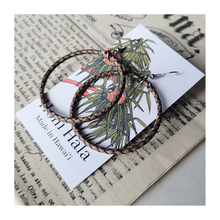 Load image into Gallery viewer, Dark Brown Small Hoops Lauhala Love II

